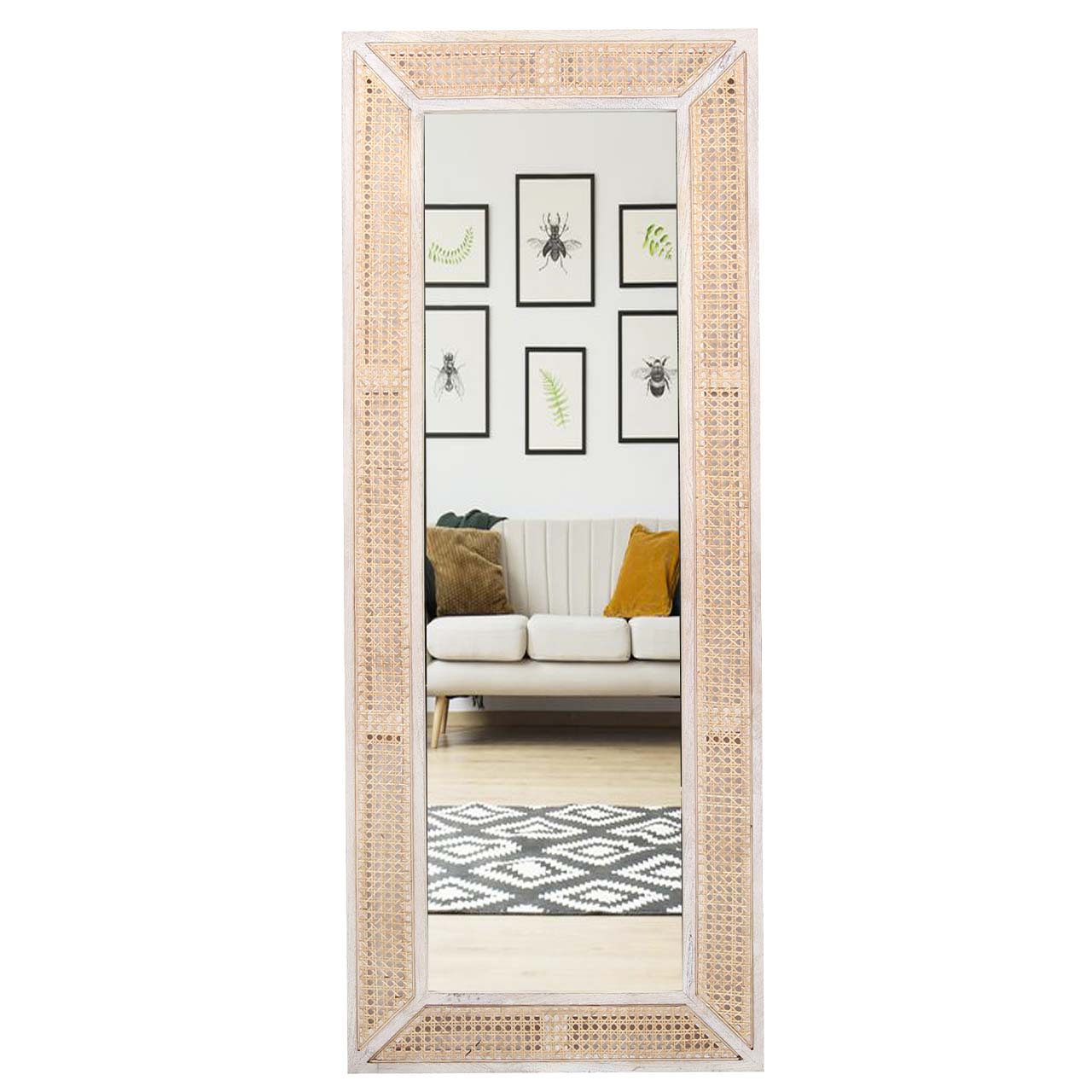 Pacifica Mango Wood Weaved Cane Mirror