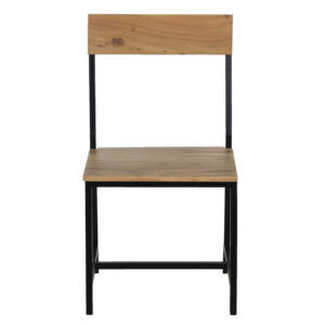 Pike Acacia Wood Seat & Back Metal Frame Dining Chair