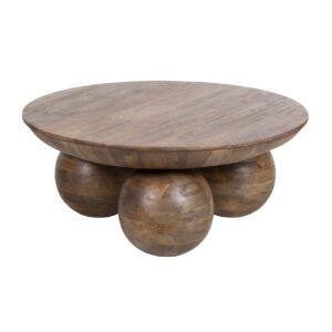 Pot Mango Wood Round Coffee Table