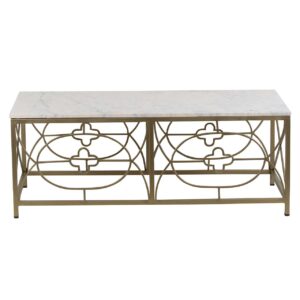 Rouge Marble Top Coffee Table – Gold Iron