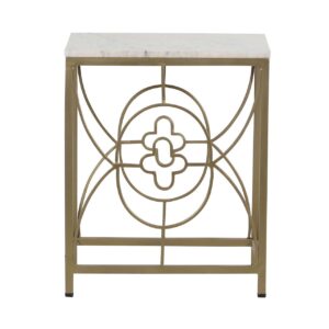 Rouge Marble Top End Table Gold Iron