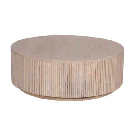 Reed Mango Wood Round Coffee Table
