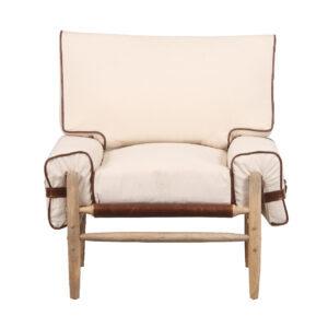 Rhys Mango Wood Canvas Fabric Armchair