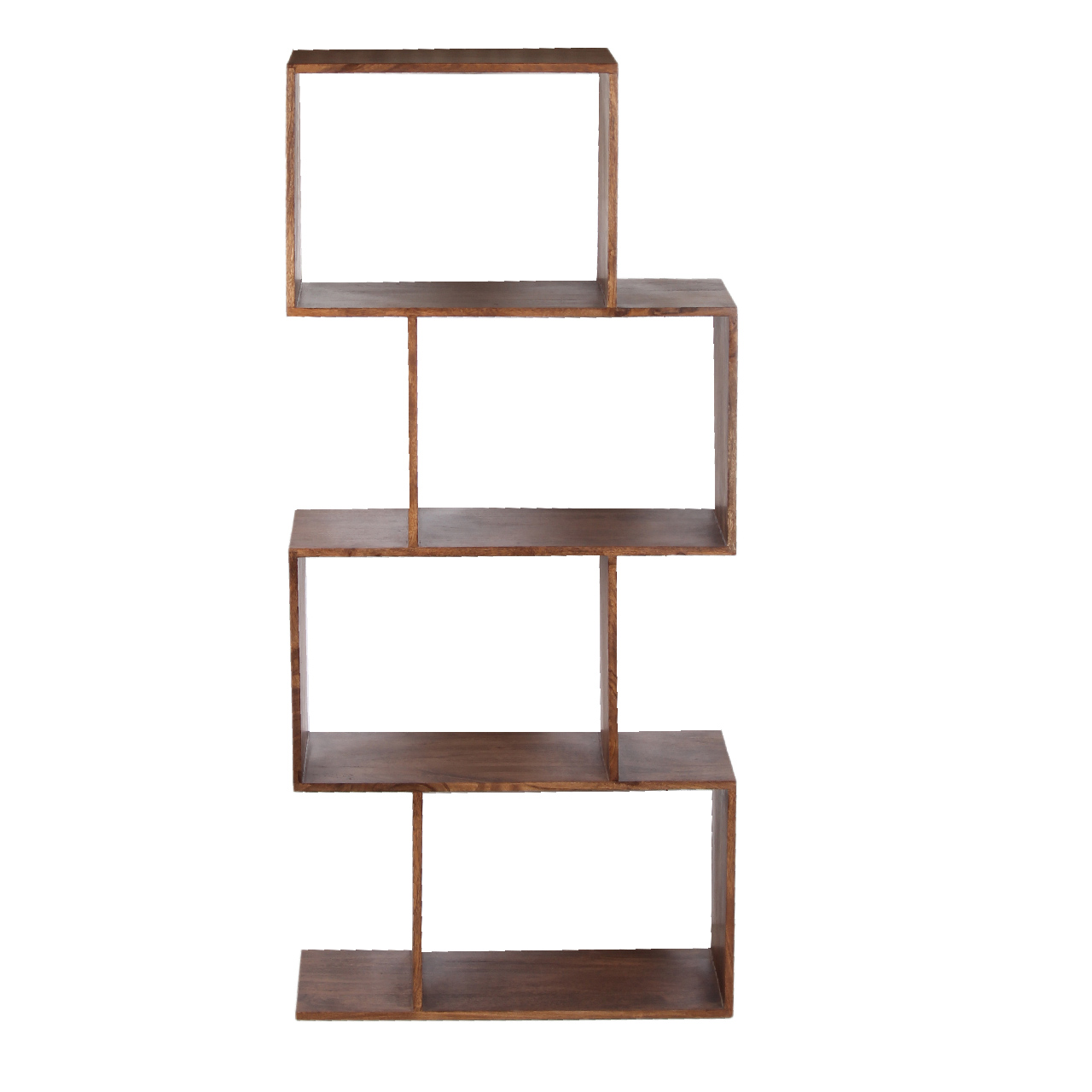 Riyad Acacia Wood 4 Compartment Bookcase – Washed Walnut