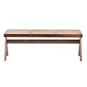 Solana Acacia Wood Weaved Cane Bench