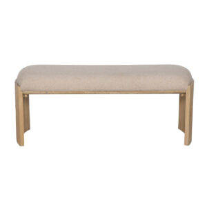 Sira Mango Wood Upholstered Bench – Natural / Grey