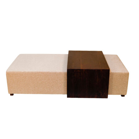 Soho Fabric Coffee Table with Sliding Mango Wood Platform – Beige / Washed Walnut