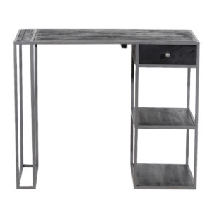 Trail Mango Wood Metal Base 1 Drawer Desk with Shelf – Sandblast Black