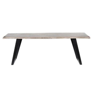 Yuki Live Edge Acacia Wood Black Iron Dining Table