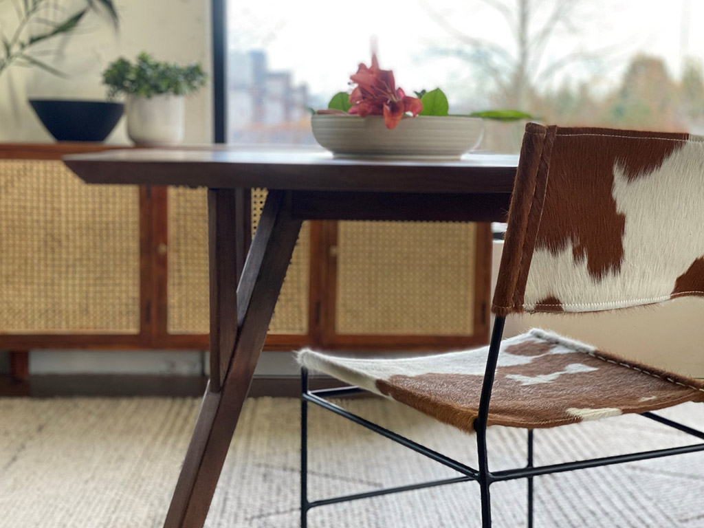 Delta Mango Wood Leather Dining Chair – Cream